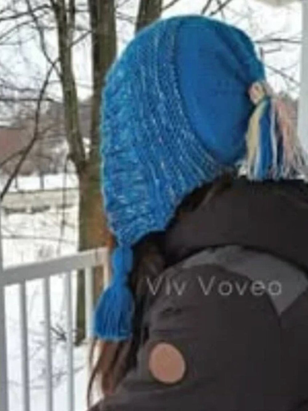 100% ALPACA Wool Toque Beanie Hat Handknit Handmade Tassle Knit Turquoise OOAK